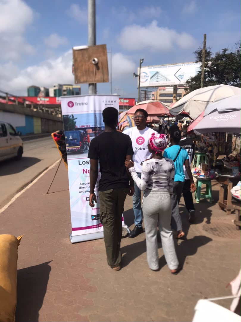Team meeting a customer at Accra Circle