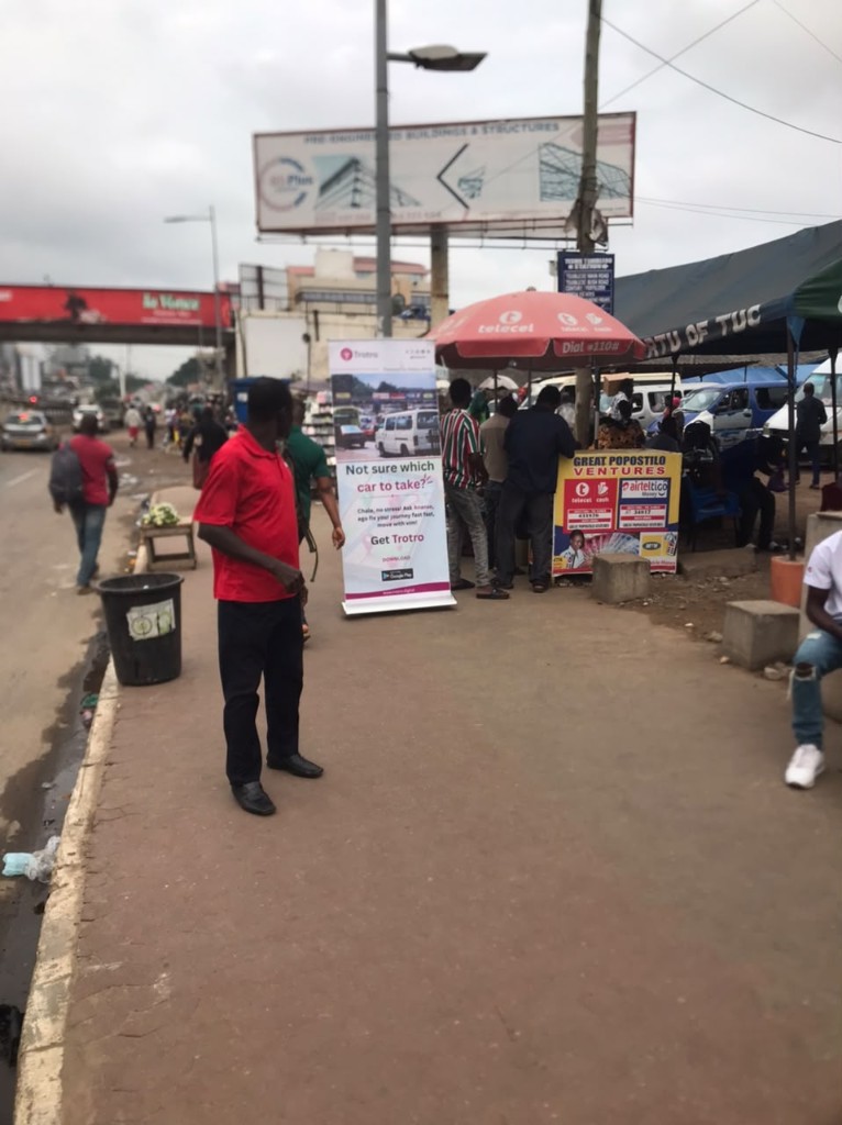 Trotro banner at Teshie-Tsuibleoo station